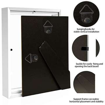 TOUYINGER 4x6 Small Shadow Box Frame Display Case, Display Case Box For Memorabilia, Medal, Wedding Memories, Crafts, Tickets And Photos (White, 4x6)