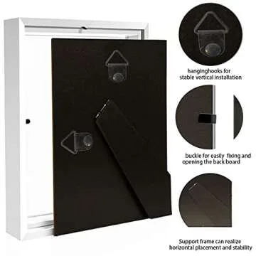 TOUYINGER 4x6 Small Shadow Box Frame Display Case, Display Case Box For Memorabilia, Medal, Wedding Memories, Crafts, Tickets And Photos (White, 4x6)