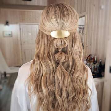 CustomyLife 2pcs 3inch French Metal Oval Hair Barrettes for Women, Non-Slip Simple Large Hair Clip, Vintage Gold Silver Wedding Prom Formal Hair Accessories for Women Girls Long Thick Hair