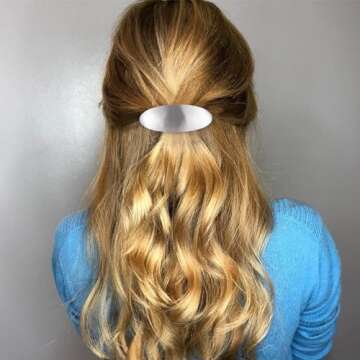 CustomyLife 2pcs 3inch French Metal Oval Hair Barrettes for Women, Non-Slip Simple Large Hair Clip, Vintage Gold Silver Wedding Prom Formal Hair Accessories for Women Girls Long Thick Hair