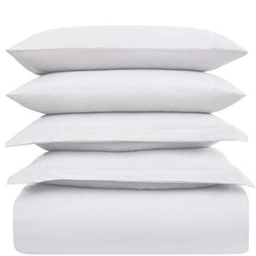 Mellanni Duvet Cover Set - 5 PC Iconic Collection Bedding Set - Hotel Luxury, Extra Soft & Cooling - Microfiber - Button Closure and Corner Ties (Oversized Queen, White)