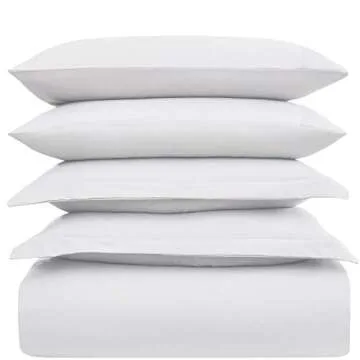 Mellanni Duvet Cover Set - 5 PC Iconic Collection Bedding Set - Hotel Luxury, Extra Soft & Cooling - Microfiber - Button Closure and Corner Ties (Oversized Queen, White)