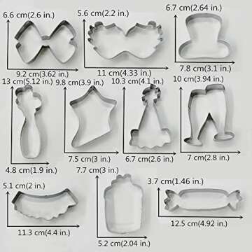 LILIAO Happy New Year Cookie Cutter Set - 10 Piece - Wedding/Birthday Party Biscuit Cutters - Stainless Steel - by J.Cookiesart