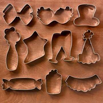LILIAO Happy New Year Cookie Cutter Set - 10 Piece - Wedding/Birthday Party Biscuit Cutters - Stainless Steel - by J.Cookiesart