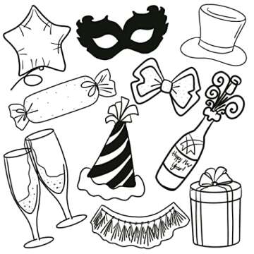 LILIAO Happy New Year Cookie Cutter Set - 10 Piece - Wedding/Birthday Party Biscuit Cutters - Stainless Steel - by J.Cookiesart