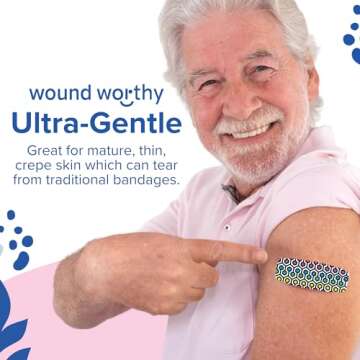 Wound Worthy Prismatic Ultra Gentle Bandages - Advanced Healing with Bordered Foam Dressing, Ultra-Gentle Adhesive - Ideal for Wounds, Bed Sores - Assorted Sizes and Colors