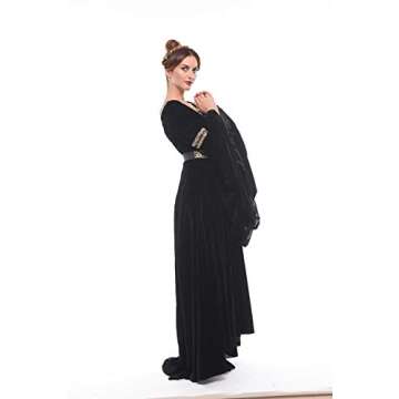 NSPSTT Medieval Dress Women Queen Costume Renaissance Irish Over Dress Halloween Costume Velvet Black Medium
