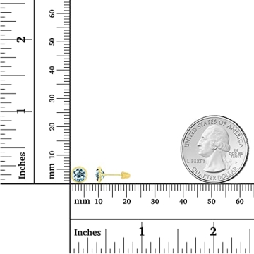 14K Yellow Gold Sky Blue Topaz October Birthstone Earrings