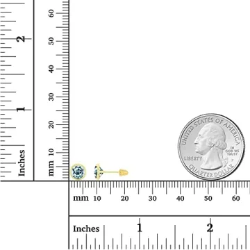 14K Yellow Gold Sky Blue Topaz October Birthstone Earrings