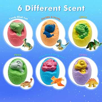 Dino Egg Bath Bombs for Kids - XL Bath Bombs with Surprise Toys Inside, Dinosaur Toys Natural Bath B...