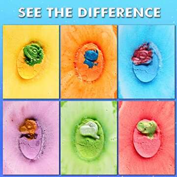 Dino Egg Bath Bombs for Kids - XL Bath Bombs with Surprise Toys Inside, Dinosaur Toys Natural Bath Bomb Bubble Bath Kids,Fizz Bathbombs Gift Set for Christmas Easter Birthday, Gift for Boys Girls