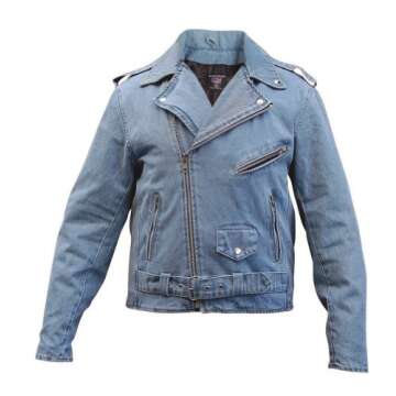 Allstate Leather Men's AL2953 Motorcycle Jacket - Lightweight 14 oz Denim