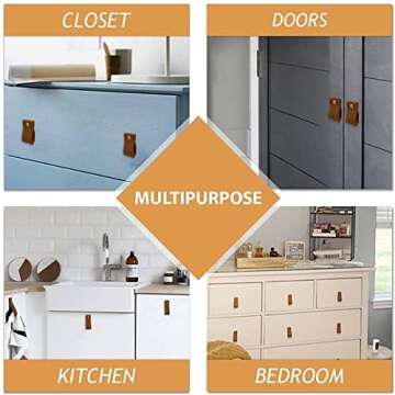 DanceShift Dresser Drawer Knobs, 12 Pack Leather Pulls Cabinet Furniture Knobs Pulls Wardrobe Door Handle Pulls Knob for Dresser Drawers Cabinet (Brown)