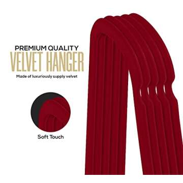 Utopia Home Velvet Hangers 150 Pack - Non-Slip Clothes Hangers - Burgundy Hangers - Suit Hangers with 360 Degree Rotatable Hook - Heavy Duty Coat Hangers - Pants Hangers