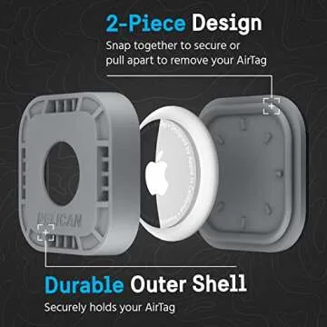 Pelican Protector 4Pack AirTag Holder - Air Tag Case with 3M Adhesive Sticker - Rugged Shockproof AirTag Cover - Hidden Air Tag Holder Stick On Mount for Travel Luggage Bike Car Remote - Multicolor