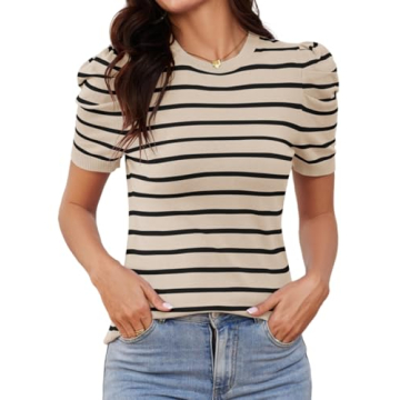 Trendy Short Sleeve Sweater for Women by AKEWEI