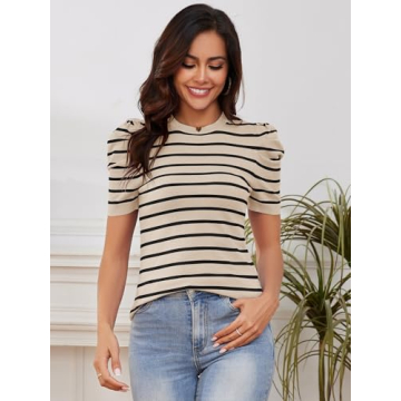 Trendy Short Sleeve Sweater for Women by AKEWEI