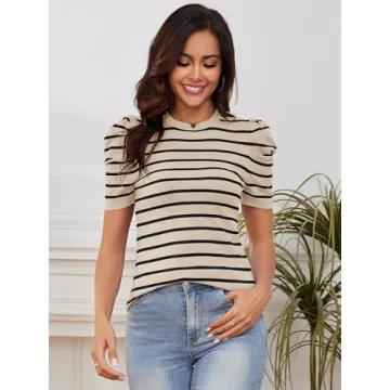 Trendy Short Sleeve Sweater for Women by AKEWEI