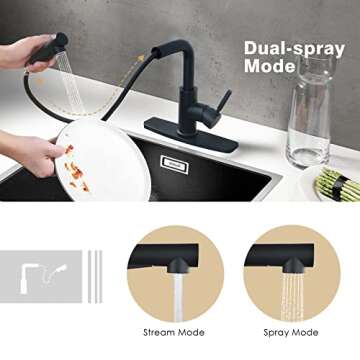Peppermint Matte Black Kitchen Sink Faucet with Pull Down Sprayer Single Lever Black Kitchen Faucet ...