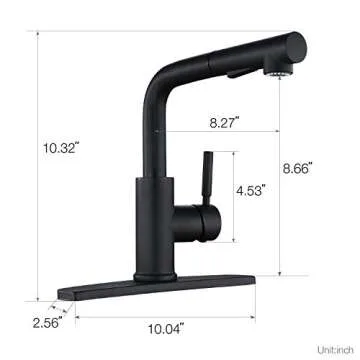 Peppermint Matte Black Kitchen Sink Faucet with Pull Down Sprayer Single Lever Black Kitchen Faucet with Pull Out Spray Low Profile Faucet for Kitchen Sink