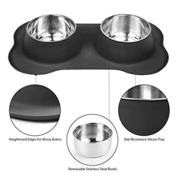 URPOWER Dog Bowls Stainless Steel Dog Bowl with No Spill Non-Skid Silicone Mat 53 oz Feeder Bowls Pet Bowl for Dogs Cats and Pets