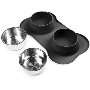 URPOWER Dog Bowls Stainless Steel Dog Bowl with No Spill Non-Skid Silicone Mat 53 oz Feeder Bowls Pet Bowl for Dogs Cats and Pets