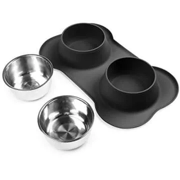 URPOWER Dog Bowls Stainless Steel Dog Bowl with No Spill Non-Skid Silicone Mat 53 oz Feeder Bowls Pet Bowl for Dogs Cats and Pets