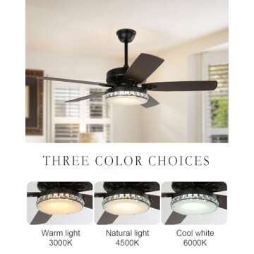 NEWHCTE Vintage Ceiling Fan with Lights - Stunning 50 inch Crystal Design, Remote Control & Flexible...