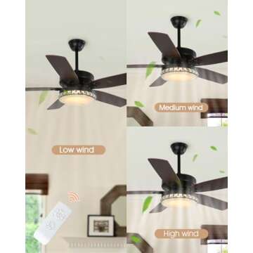 NEWHCTE Vintage Ceiling Fan with Remote and LED Lights