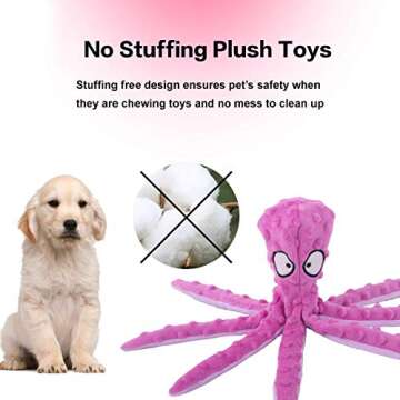 CPYOSN Dog Squeaky Toys Octopus - No Stuffing Crinkle Plush Dog Toys for Puppy Teething, Durable Interactive Dog Chew Toys for Small, Medium and Large Dogs Training and Reduce Boredom, 2 Pack