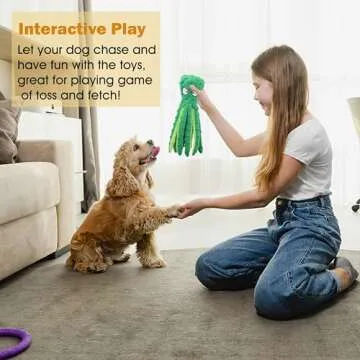 CPYOSN Dog Squeaky Toys Octopus - No Stuffing Crinkle Plush Dog Toys for Puppy Teething, Durable Interactive Dog Chew Toys for Small, Medium and Large Dogs Training and Reduce Boredom, 2 Pack