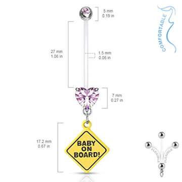 Stylish Double Jeweled Heart Maternity Belly Ring