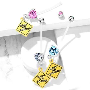 Stylish Double Jeweled Heart Maternity Belly Ring