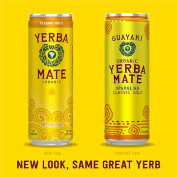 Guayakí Yerba Mate, Organic Sparkling Energy Drink Alternative, Classic Gold, 80mg Natural Plant Ba...