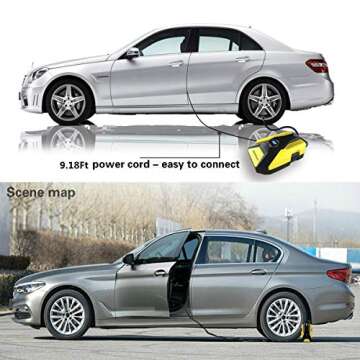 Glamore Portable Air Compressor for Car Tires, Digital Tire Inflator, 12V DC Air Compressor Tire Inflators, Air Tire Pump, 150 PSI with Emergency LED Flashlight for Cars, Motorcycles, Bikes, Ballons