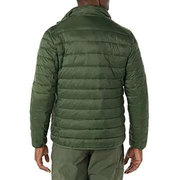 Amazon Essentials Men's Packable Lightweight Water-Resistant Puffer Jacket (Available in Big & Tall), Dark Green, Large