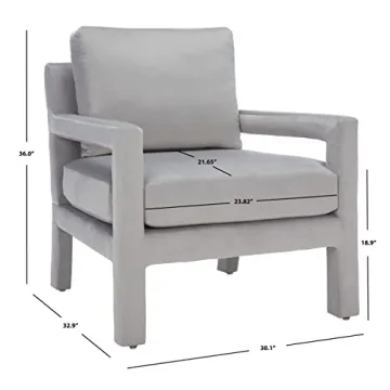 SAFAVIEH Kye Mid-Century Modern Grey Velvet Accent Chair