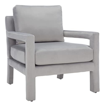 SAFAVIEH Kye Mid-Century Modern Grey Velvet Accent Chair