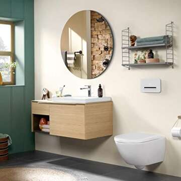 Arcus Home Round Mirror,24 Inch Frameless Circle Mirror, Wall Mirror for Bathroom, Bedroom, Living R...
