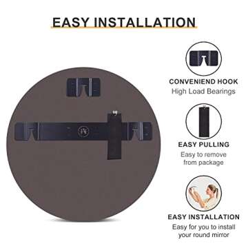 Arcus Home Round Mirror,24 Inch Frameless Circle Mirror, Wall Mirror for Bathroom, Bedroom, Living Room, Vanity, Entryway, for Modern Minimalist Farmhouse Home Decor