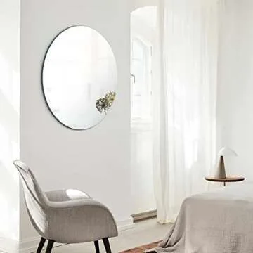 Arcus Home Round Mirror,24 Inch Frameless Circle Mirror, Wall Mirror for Bathroom, Bedroom, Living Room, Vanity, Entryway, for Modern Minimalist Farmhouse Home Decor