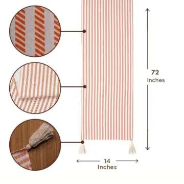 Elegant Folkulture Table Runner with Tassels 72 Inches