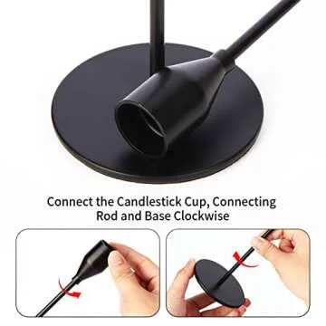 Oatnauxil Matte Black Candle Holders Black Candlestick Holders Metal Candle Holder for Wedding, Dinning, Party, Fits 3/4 inch Thick Candle&Led Candles (Set of 6 Pcs)