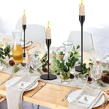 Oatnauxil Matte Black Candle Holders Black Candlestick Holders Metal Candle Holder for Wedding, Dinning, Party, Fits 3/4 inch Thick Candle&Led Candles (Set of 6 Pcs)