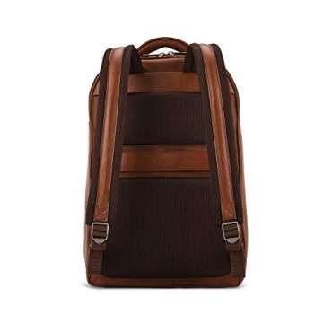 Samsonite Classic Leather Backpack - Stylish Cognac Gear for 2 Laptops