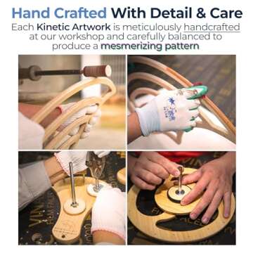 Mindsight Moving Kinetic Wall Art - Wind up to power peaceful motion (no battery) - Calming Wall Décor for Living Room, Office, Bedroom, Kitchen - Hand Crafted Wood - Ripple, Canyon Brown