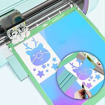 TECKWRAP Holographic Chrome Adhesive Vinyl Sheets 12" x 12" 14 Sheets/Pack for DIY Craft, Arts with 7 Colors (Opal White,Green Malachite,Peacock Blue,Beige Orange, Hyacinth Blue,Yellow Pink,Hot Pink)