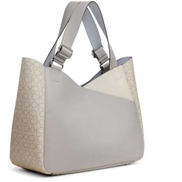 Calvin Klein Zoe Tote, Dove/White/Vanilla/Khaki, One Size
