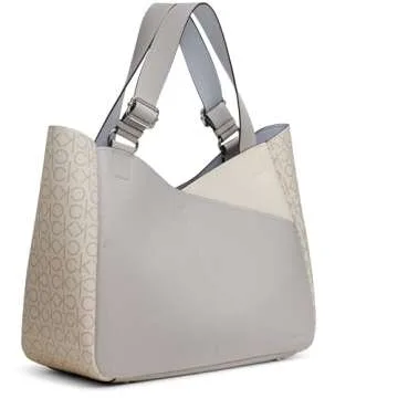 Calvin Klein Zoe Tote, Dove/White/Vanilla/Khaki, One Size