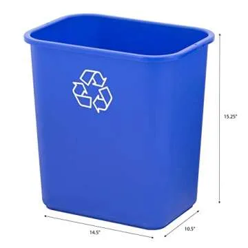 United Solutions 7 Gallon/28 Quart Efficient Recycle Wastebasket | Fits Under Desk | Small, Narrow Spaces in Commercial, Kitchen, Home Office, Dorm | Easy to Clean, 1 Pack, Blue, Model Number: WB0084